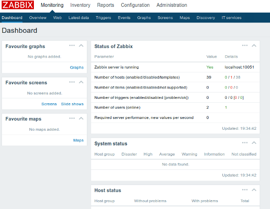 веб-интерфейс zabbix