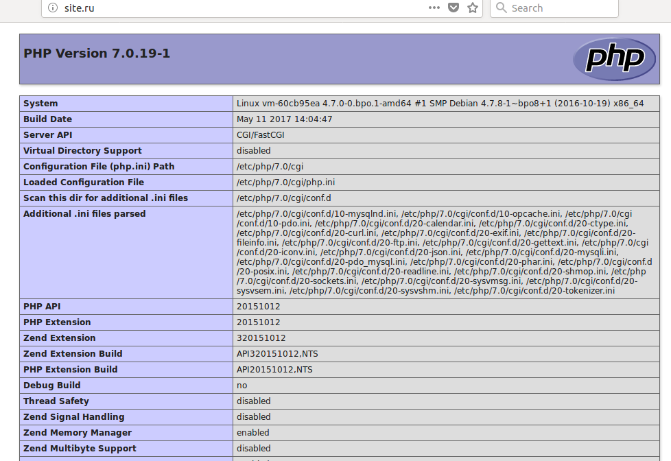 PHP fastcgi