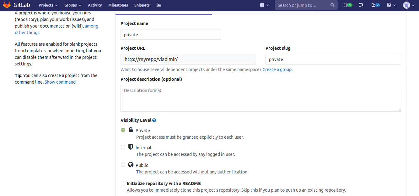 gitlab приватный репозиторий