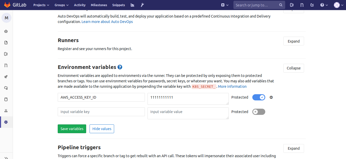 gitlab ci enviroment variables
