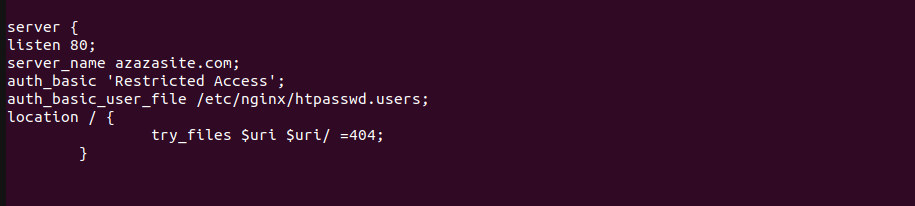 Директивы auth_basic добавленные в блок конфигурации