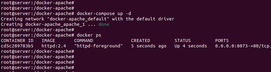 docker-compose up для запуска Apache и сайта на PHP