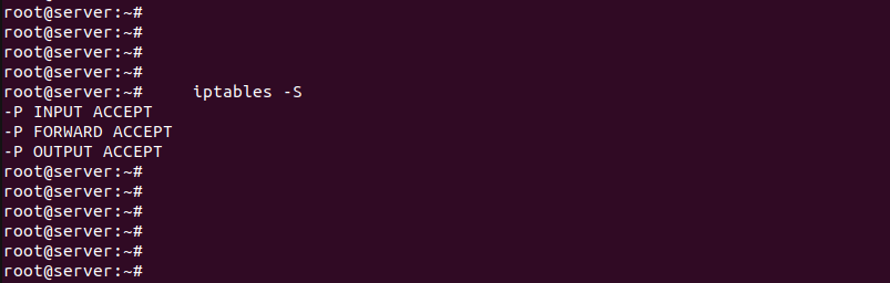 Пример просмотра политик iptables