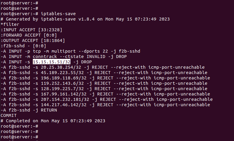 Блокировка в iptables по IP адресу и порту