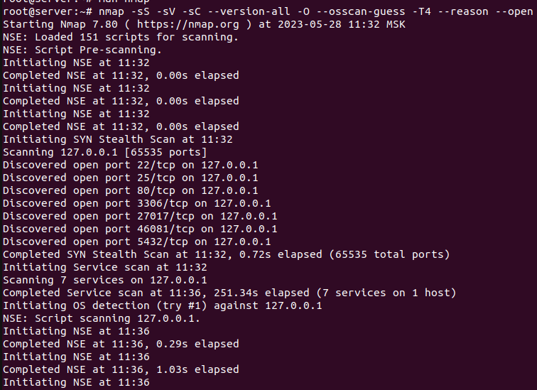 nmap сканирование tcp портов
