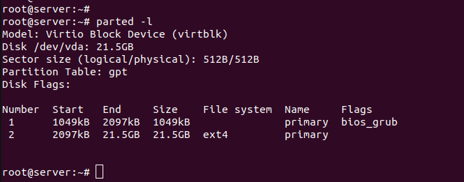 разметка диска для Linux сервера