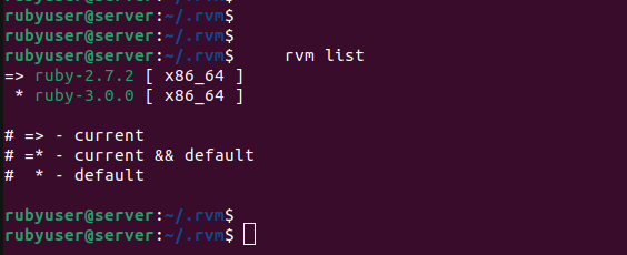 rvm list